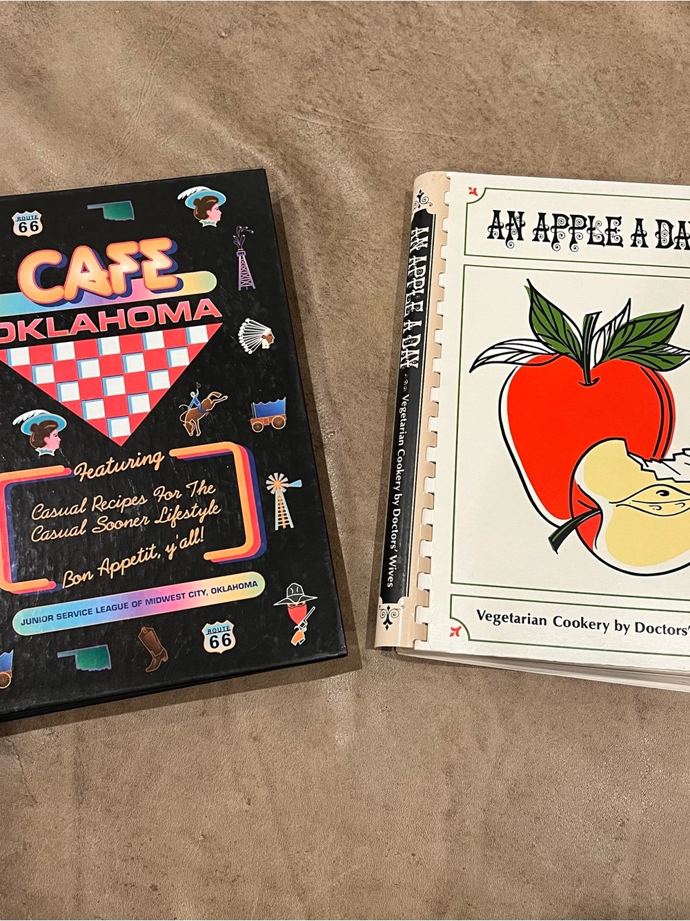 Cookbook Set - Café Oklahoma & An Apple a Day - Black, White, Red
